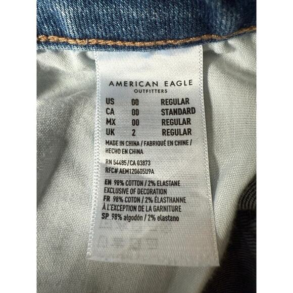 AE American Eagle Jeans Women's Size 00 Super Stretch Jegging Distressed Denim - Picture 9 of 9